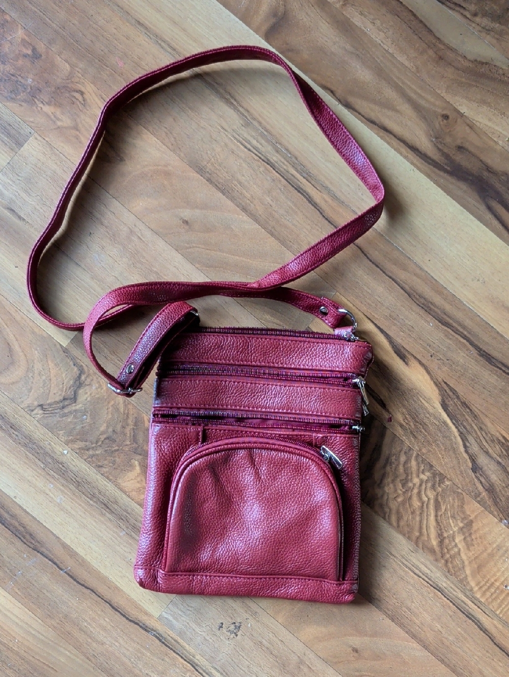 Women's Red Crossbody Bag - Compact Leather Shoulder Bag